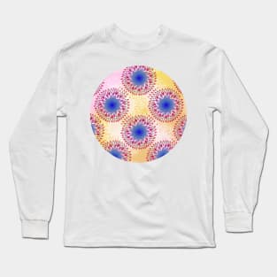 Teardrop Concentric Circle Pattern (Pink,Yellow) Long Sleeve T-Shirt